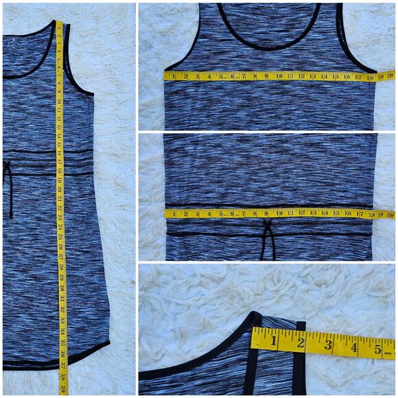 Activewear Dress Athleta Paddle Out Size M Blue Black Space Dye Stretch Tank - Picture 7 of 9